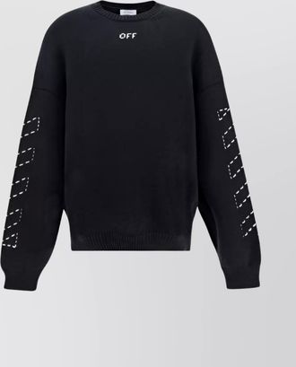 Off-white oversized cotton sweater embroidered detailing
