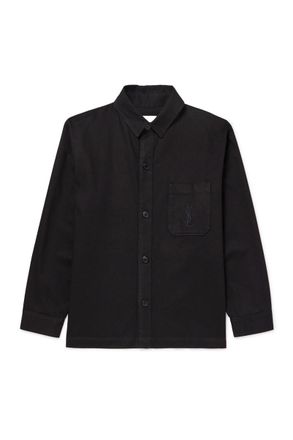 Saint Laurent Logo-Embroidered Cotton and Linen-Blend Gabardine Overshirt