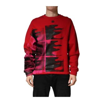 Dolce & Gabbana Sweatshirts, male, Multicolor, Size: S Graphic Crew Neck Sweatshirt Sweater