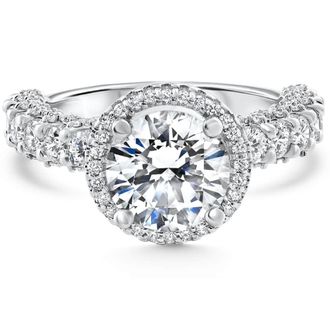 Pompeii3 Certified 3.52Ct Pave Round Diamond Engagement 14k White Gold Lab Grown Size: 7