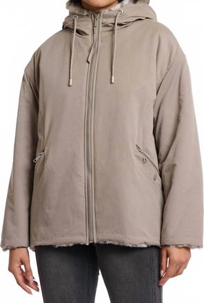 Rino&Pelle Ines Reversible Faux Fur Jacket In Light Pebble/leopard