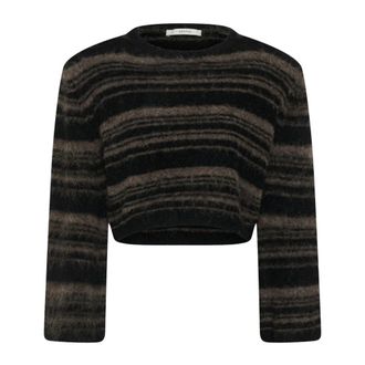 Gestuz GZsida Gestreepte Pullover - Dames - Ronde hals truien - Zwart - 2XS - Wol - Truien & Vesten