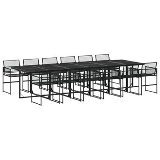 Berkfield Home 13 Piece Garden Dining Set Black Poly Rattan