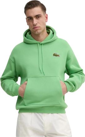 Lacoste Hoodie met badge accent en losse pasvorm - Heren - Hoodies - Groen - 2XS - Katoen - Hoodies & sweatvesten