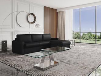 Vente-Unique Coffee Table With Swivel Trays - Tempered Glass & Metal - OYRUS in Clear