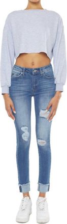 Kancan Gemma Mid Rise Ankle Skinny Jean In Medium Wash