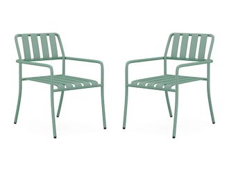 Vente-Unique Poltrona da giardino impilabili in Metallo Verde acqua - Lotto di 2 - BIRMOS di MYLIA