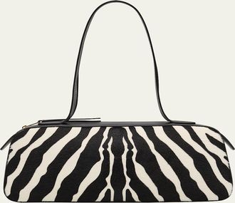 Khaite Simona Zebra-Print Calf Hair Shoulder Bag