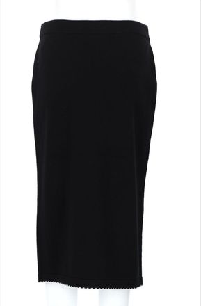 Tory Burch Wool Scalloped Hem Skirt - Black