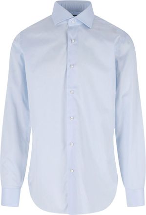 Barba Light Blue Classic Cotton Long-Sleeve Shirt