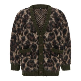 R13 Cardigan met luipaardprint - Dames - Vesten - Veelkleurig - XS - Wol - Truien & Vesten