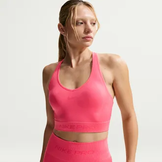 Nike Womens Nike Pro Seamless Dri-FIT Cropped Tank Top in Pink | IB9414-897