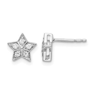 Diamond2Deal 14k White Gold 1/10 Ct Lab Grown Diamond Star Stud Earrings
