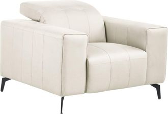 Beliani Sill&oacute;n De Piel Sint&eacute;tica Moderno Con Reposacabezas Ajustable Y Patas De Metal Beige Claro Ommel