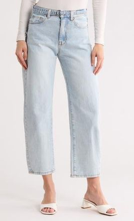 Kensie Jessica High Rise Belted Ankle Barrel Leg Jeans in Logan at Nordstrom Rack, Size 12