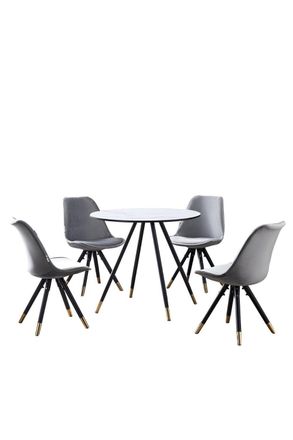 Life Interiors Sofia Dorchester LUX Dining Set with a Table & Chairs Set of 4 in Light Grey