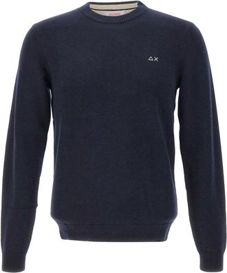 Sun 68 Sweater Warm - Heren - Ronde hals truien - Blauw - XL - Wol - Truien & Vesten
