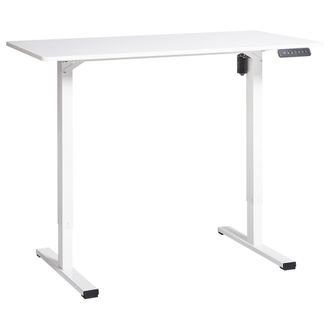 Beliani Beliani - Escritorio De Pie El&eacute;ctrico Ajustable Moderno Patas Cuadradas 120 X 60 Cm Tablero Blanco Y Base Blanca Tavares
