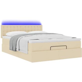 vidaXL Vidaxl - Cama Otomana Con Colch&oacute;n Y Luces Led Tela Crema 140x200 Cm