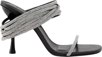 SIMKHAI Zwarte kristallen band Infinity Siren hakken - Dames - Muiltjes - Zwart - 39 EU - Leer - Schoenen