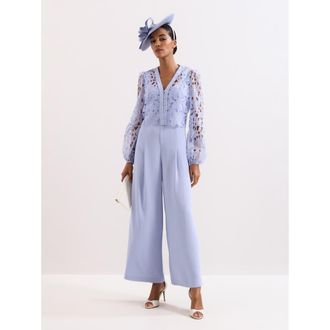 Phase Eight Winona Lace Jumpsuit in Pale Blue at Nordstrom, Size 12