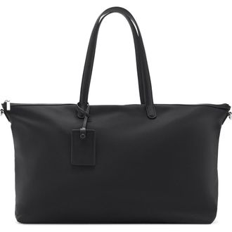 Mango Large Nylon Shopper Tote in Black at Nordstrom