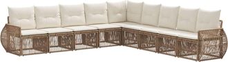 vidaXL Conjunto De Sof&aacute;s De Jard&iacute;n 9 Uds. Beige Y Blanco Crema Vidaxl