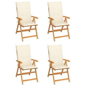vidaXL Vidaxl - Sillas De Jard&iacute;n 4 Uds Madera Maciza De Teca Con Cojines Crema