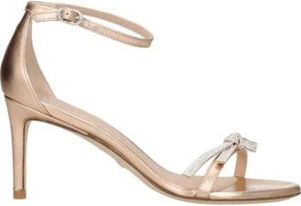 Stuart Weitzman Metallic Leather Mid Heel Sandals