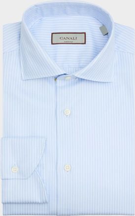 Canali Mens Fine Stripe Cotton Dress Shirt