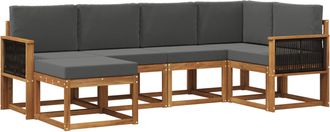 vidaXL Conjunto De Sof&aacute;s De Exterior 6 Uds. Natural Y Antracita Vidaxl