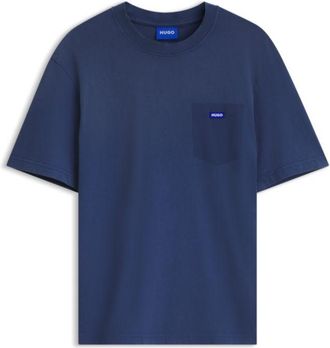 HUGO BOSS Regular-fit T-shirt in washed cotton with logo badge