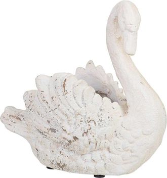 Wanderlust Deco Macetero De Cisne De Resina Blanco 41x22x41 Cm