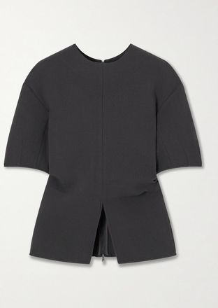 Tibi T-shirt In Crêpe Di Lana - Grigio