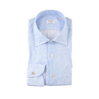 Borriello Camicia 100% Lino - Heren - Zakelijke Overhemden - Blauw - XL - Linnen - Overhemden