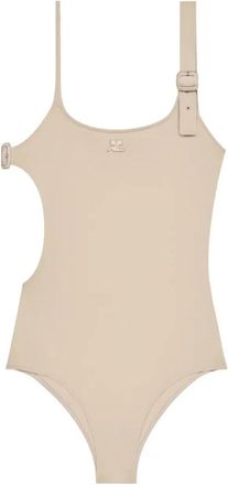 Courr&egrave;ges Buckle Swimsuit - Dames - Badpakken - Beige - S - Spandex - Badmode