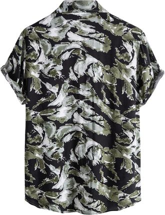 Generic Mens Designer Fashion Shirts Men Spring Summer Turndown Collar Printed Casual Tops Shirt Short Sleeve Button Fashion Printed Top Shirt Short Sleeve Be