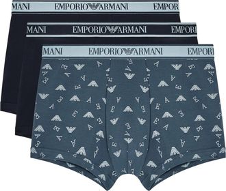 Emporio Armani Bottoms, male, Blue, Size: M Three-pack of boxer briefs with Core logo waistband
