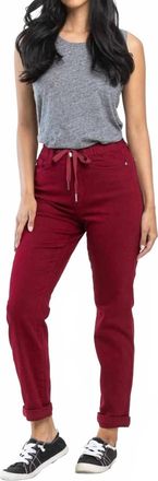 Judy Blue Denim Cuffed Joggers Jeans In Scarlet
