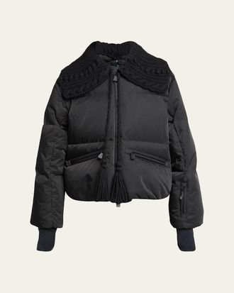 Moncler Furtschella Down Bomber Jacket with Detachable Collar