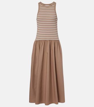 Velvet Romina striped cotton-blend midi dress