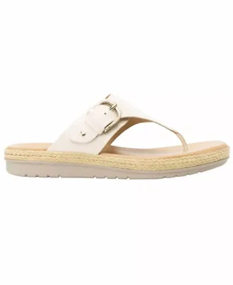 Flexi Leather Thong Sandals In Beige
