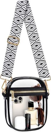 Generic Clear Crystal Crossbody Bag for Women, Transparent Stadium Approved Bag Purse Wallet with Front Pockets for Sports Concerts Festival (S Black Dot)