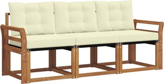vidaXL Conjunto De Sof&aacute;s De Exterior 3 Uds. Natural Y Crema Vidaxl