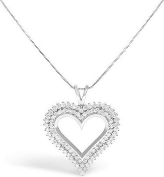 House of Brilliance Silver 3.00 Cttw Diamond Heart Pendant Necklace in White at Nordstrom