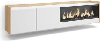 Skraut Home Skraut Home - Mueble Tv, Televisi&oacute;n, Muebles De Sal&oacute;n, Almacenaje, 212x35x50cm, Para Tv Hasta 80, Chimenea El&eacute;ctrica Xxl, Colgado, Suspendido, Estilo 