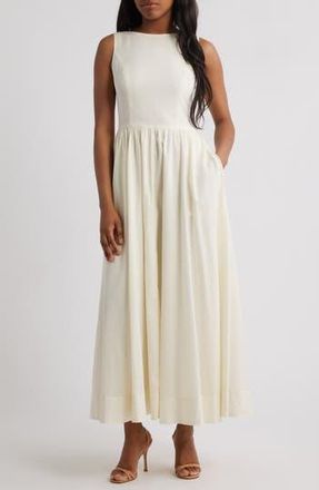 Wayf Bria Boatneck Cotton Dress in Cream at Nordstrom Rack, Size X-Small