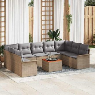 vidaXL Conjunto De Sof&aacute; De Jard&iacute;n 10 Pcs Beige Polirat&aacute;n Vidaxl
