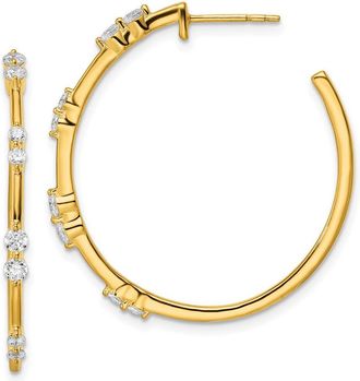 Diamond2Deal 14k Gold 5/8 ct Lab Grown Diamond Hoop Earrings VS Clarity, D-E Color