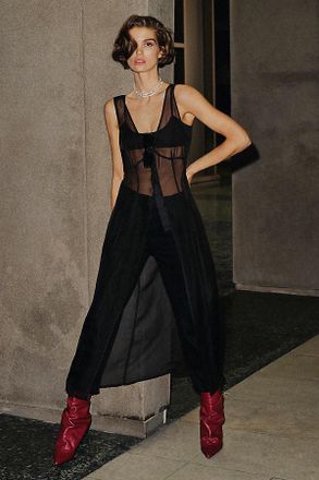 Sunday In Brooklyn Sheer Maxi Tunic Top